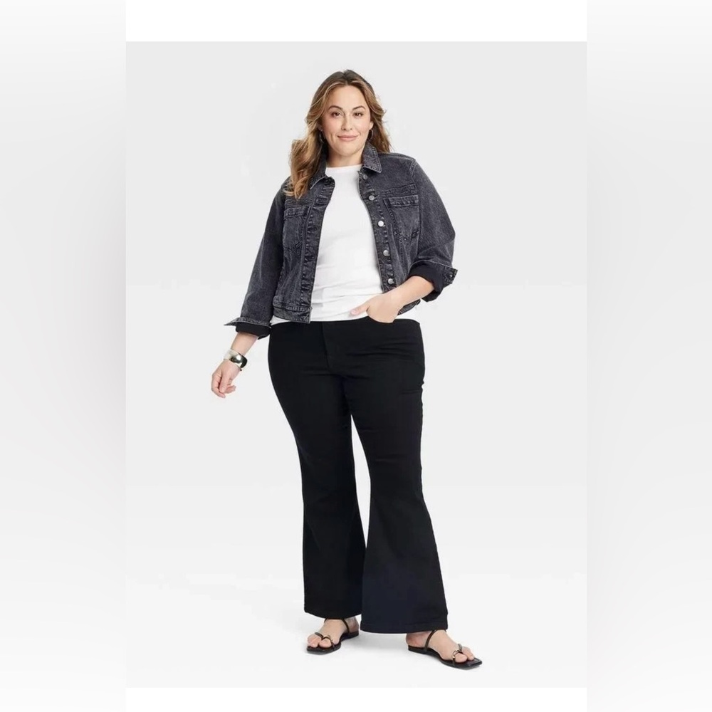 Ava & Viv™ Jeans Womens Black High Rise Flare Stretchy Denim